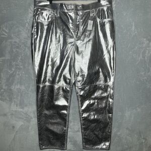 Gap Cheeky Straight High Rise Silver Metallic Jeans Women's Sz 20R